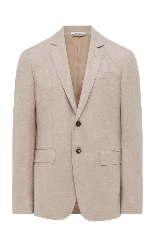 Women's Work Outfit For The Office Irving Jacket in Camel Virgin Wool Cashmere Flannel