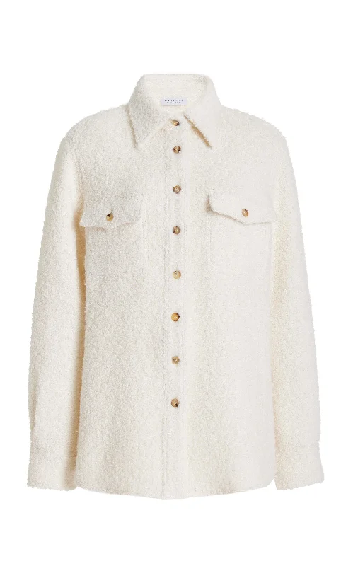 Exclusive Online Sale John Austin Shirt in Ivory Recycled Cashmere Boucle