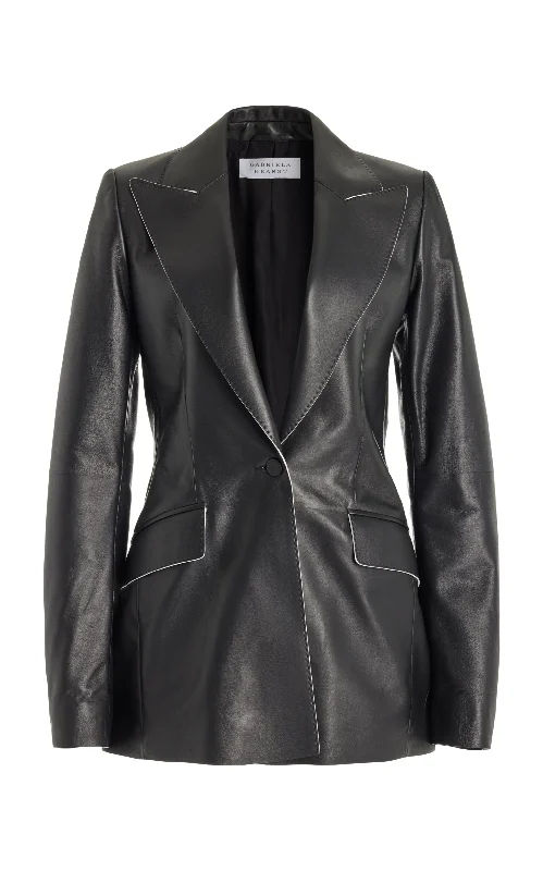 Premium Style Leiva Blazer in Black Nappa Leather