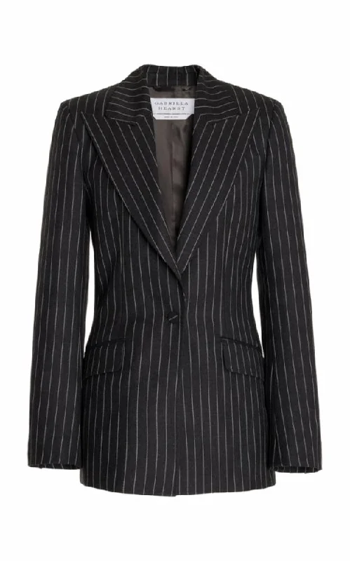 Everyday Fashion Leiva Blazer in Grey Pinstripe Wool