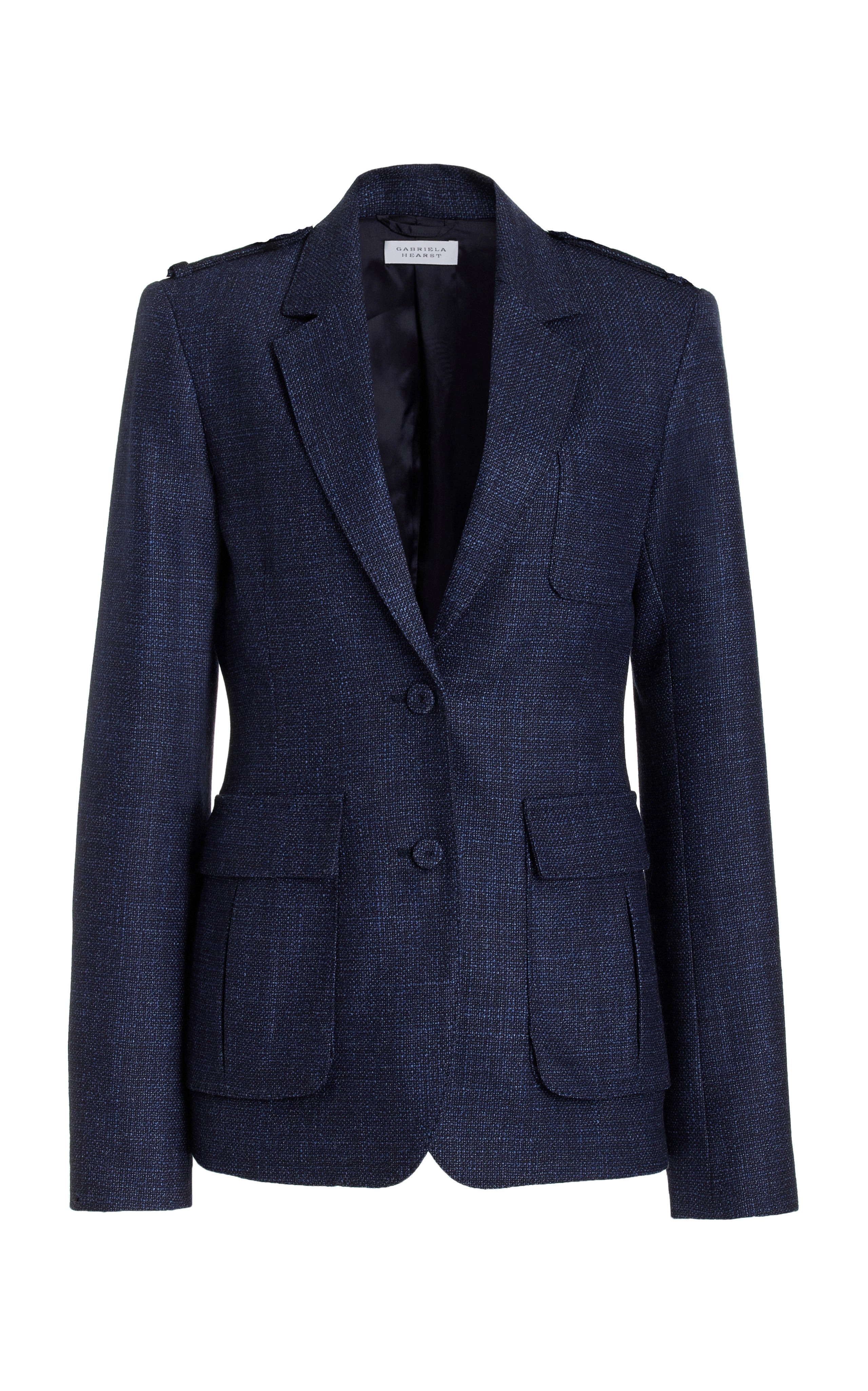 Sophisticated Outfits Louisa Blazer in Dark Navy Virgin Wool Silk Tweed