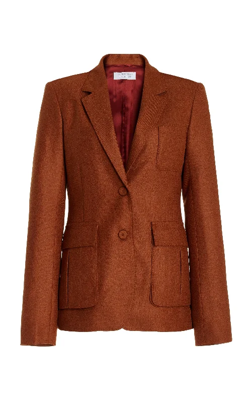 Vibrant Femme Fashion Louisa Blazer in Rust Melange Virgin Wool Cashmere Flannel