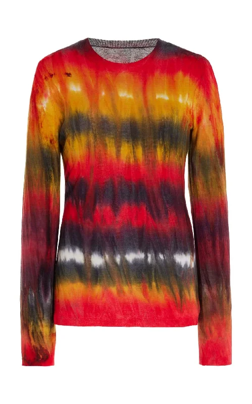 Online Boutique Stores Miller Knit Sweater in Fire Tie Dye Cashmere