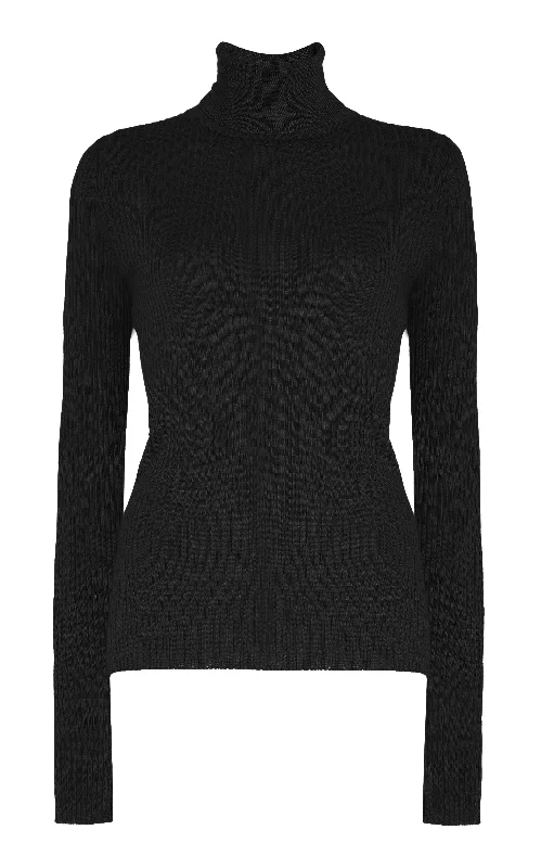 Clothes For Woman Peppe Knit Turtleneck in Black Cashmere Silk