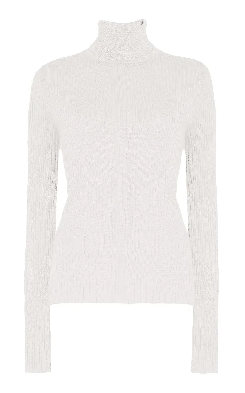 Clothes For Women Peppe Knit Turtleneck in Ivory Cashmere Silk