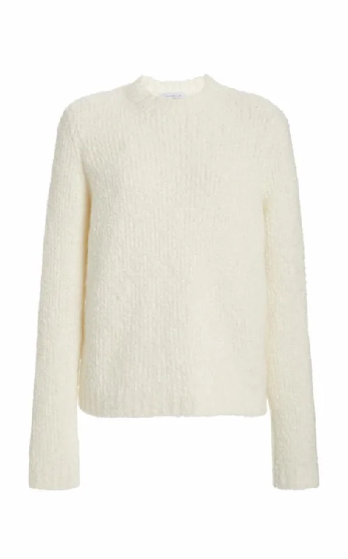 Clothes Woman Philippe Knit Sweater in Ivory Cashmere Silk Boucle