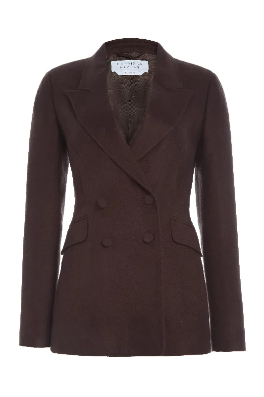 Evening Looks Stephanie Blazer in Chocolate Winter Silk