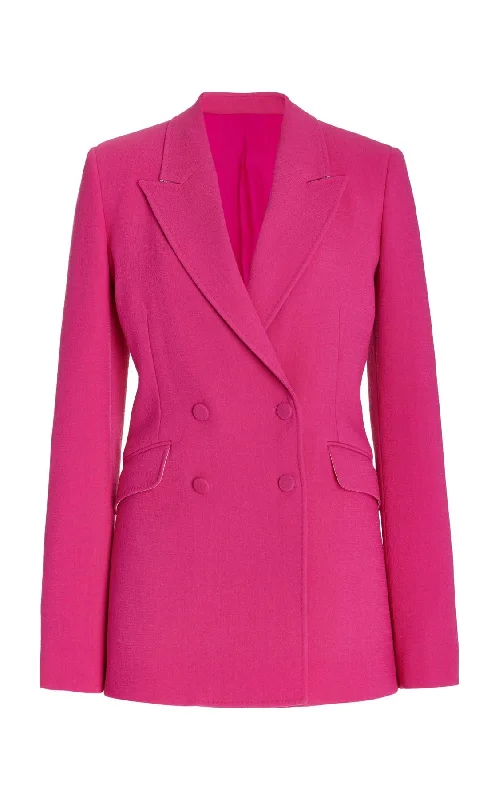 Chic And Comfortable Stephanie Blazer in Fuchsia Virgin Wool Crepe