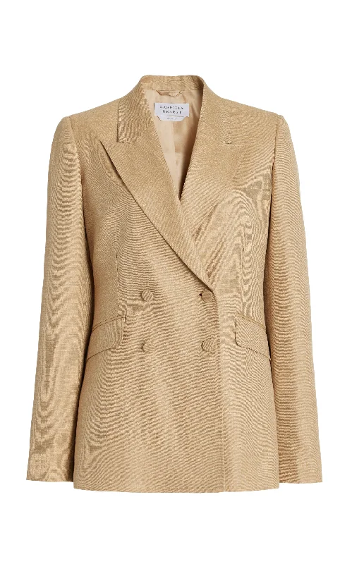 Premium Fashion Stephanie Blazer in Hay Virgin Wool and Silk Linen