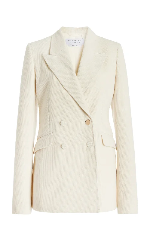 Stylish Savings Stephanie Blazer in Ivory Cashmere Corduroy