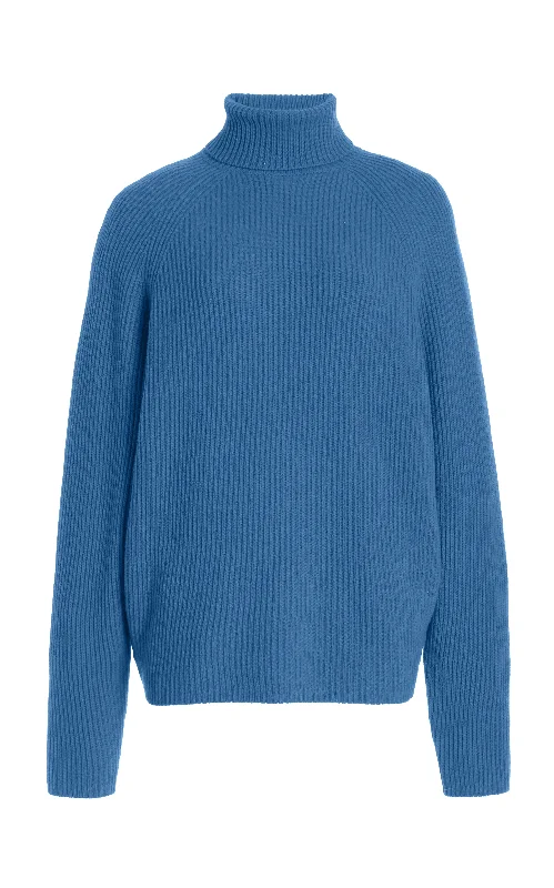 Women Apparel Wigman Knit Turtleneck Sweater in Light Blue Denim Cashmere