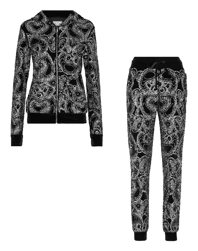 Relaxed Fit Women's Fashion Jogging Tracksuit: Hoodie/Trousers with crystals Teddy Bear