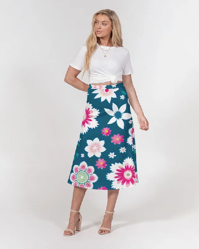 Women's Outdoor Attire Beautiful floral pattern Women's All-Over Print A-Line Midi Skirt