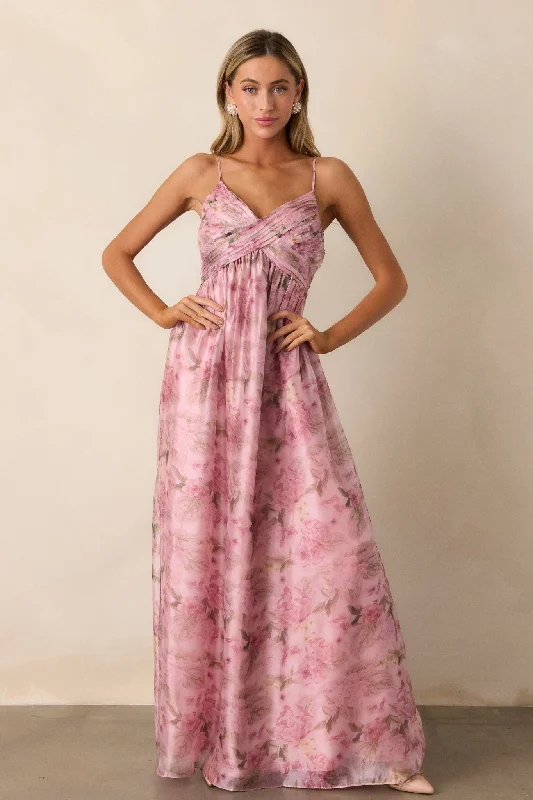 Clothes Sales Blooming In Essence Pink Floral Maxi Dress