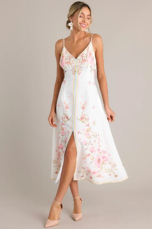 Free Spirited Fashion Enchanted Bloom Ivory Multi Floral Midi Dress