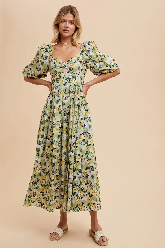 Sales Clothes Fern Floral Cotton Maxi Dress