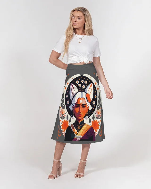 Women's Comfy Attire For Lounging Indian Silver fox Women's A-Line Midi Skirt