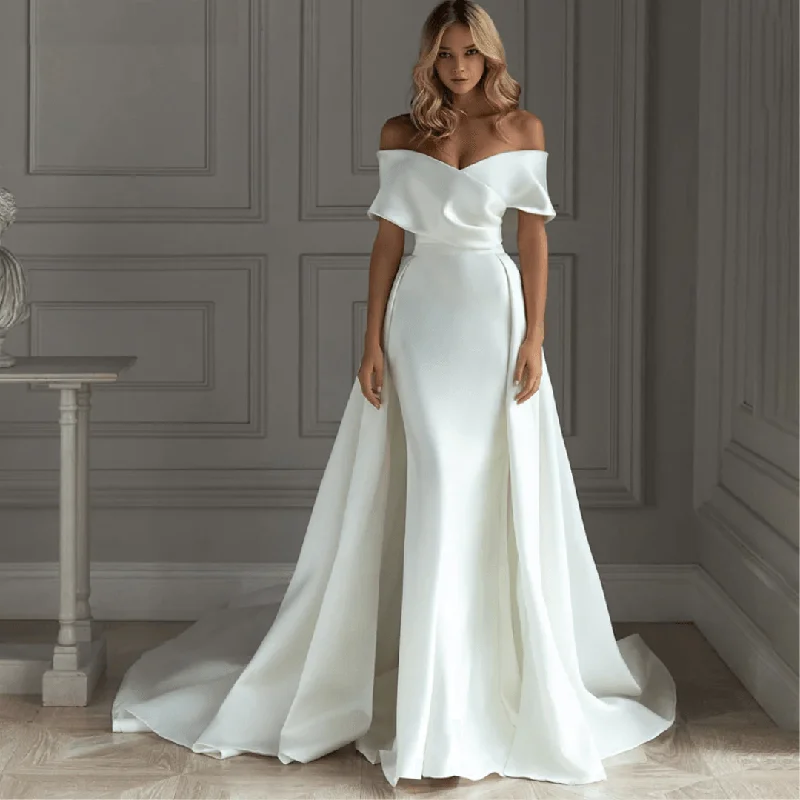 Outfits For Girls Soft Satin Off The Shoulder Mermaid Wedding Dresses