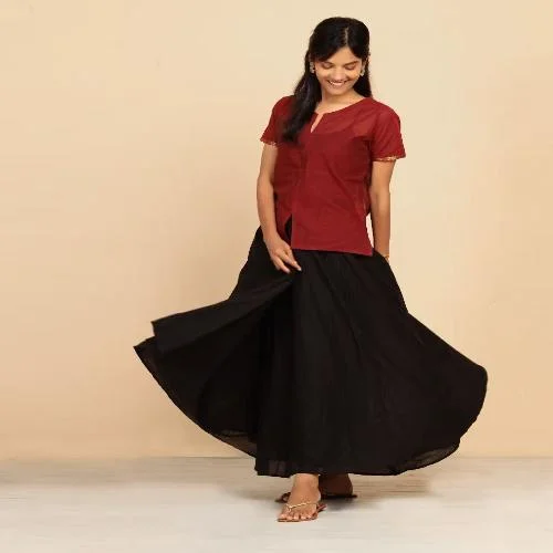 Women's Professional Outfit Mulmul Plain Skirt Black