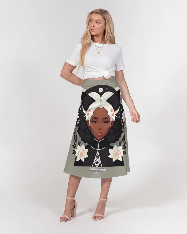 Women's Plus-Size Attire Nubian girl silver fox Women's A-Line Midi Skirt