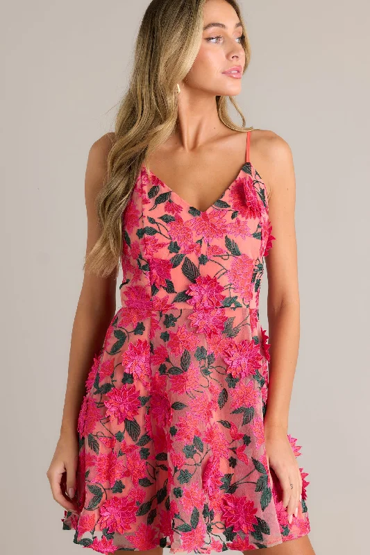 Flash Discount Story Of Us Hot Pink Floral Mini Dress