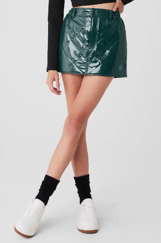 Women's Attire Snomoto Puffer Mini Skirt - Midnight Green