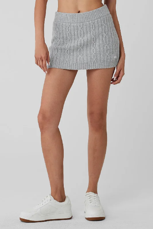 Modern Women's Attire Cable Knit Winter Bliss Mini Skirt - Athletic Heather Grey