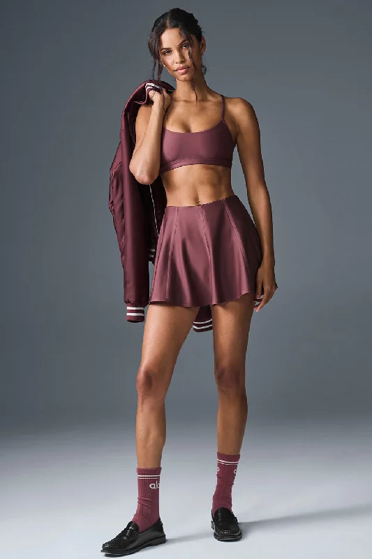 Women's Casual Wear Outfit Airlift Down The Line Tennis Skirt - Burgundy Truffle