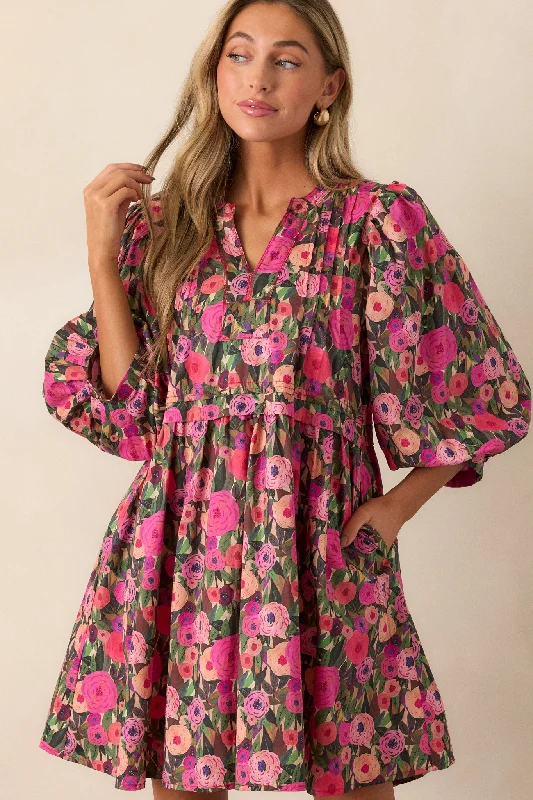 Sale For Women Wandering Hearts 100% Cotton Pink Floral Mini Dress