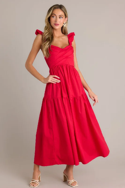 Women's Contemporary Apparel Blushing Belle Red Midi Dress