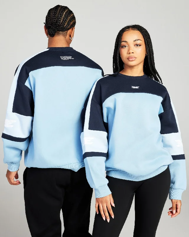 Women's Stylish Outdoor Outfit '99 Panel Crewneck - Blue