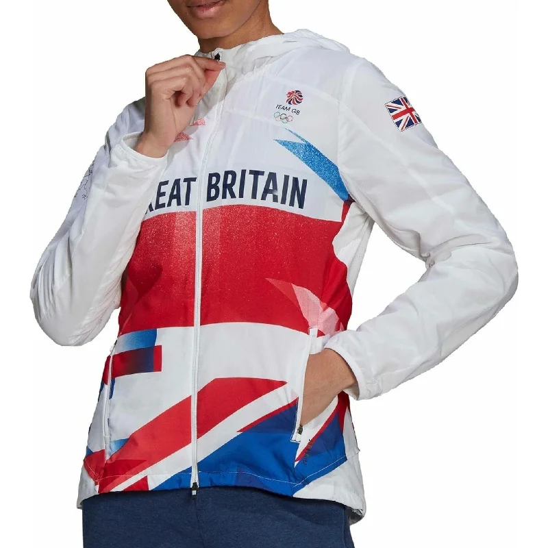 Stylish Savings adidas Great Britain Podium Womens Running Jacket - White