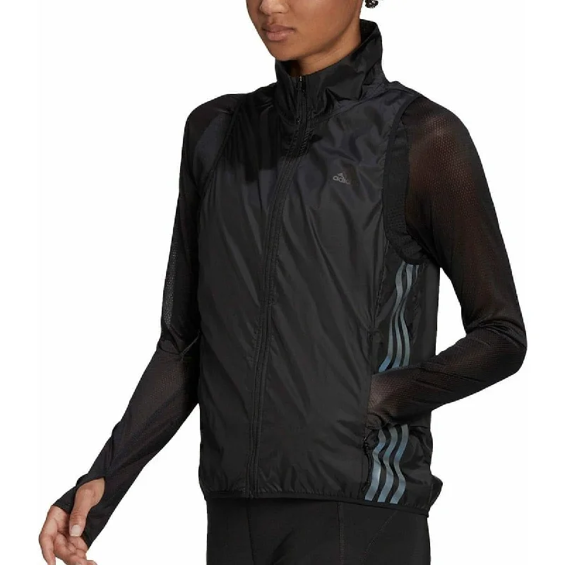 Relaxed Fashion adidas Run Icons 3 Stripes Womens Running Gilet  - Black