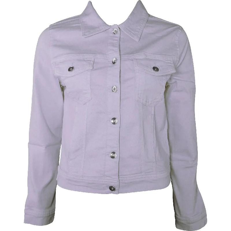 Fashion Women's Clothing Amara Reya AR Feather Womens Denim Jacket - Purple