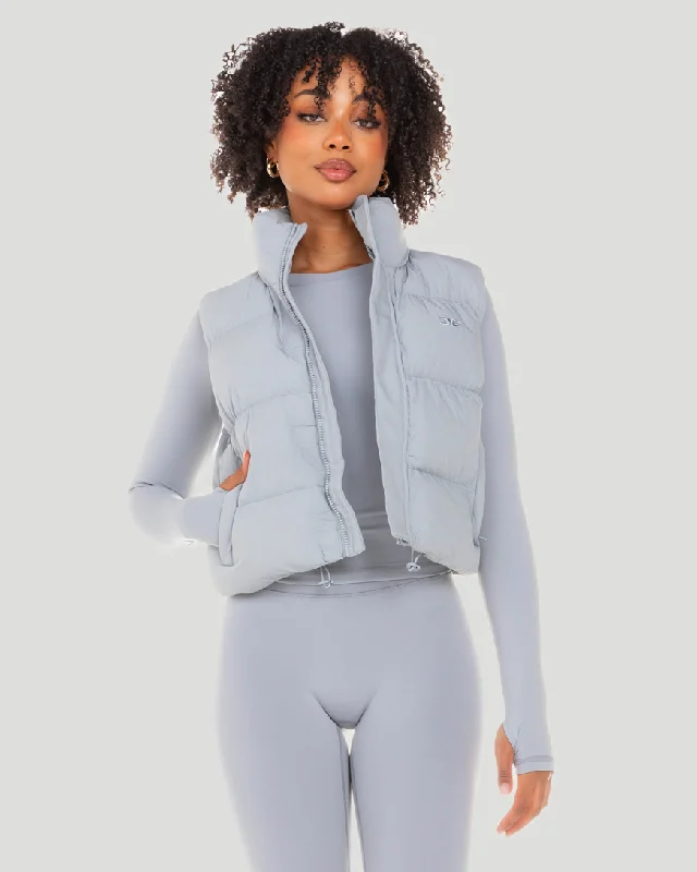 Flash Sale Clothing Cropped Puffer Vest - Steel Grey