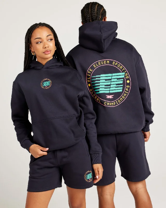 Contemporary Women's Clothing Global Championship Hoodie - Navy