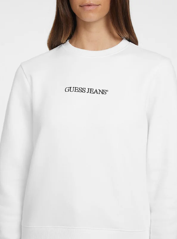 Chic Women's Clothing Guess Jeans White Logo Jumper