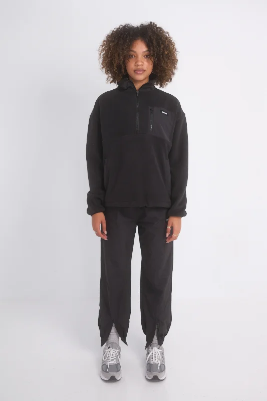 Women's Activewear for Exercise and Sports Half Zip Fleece - Black