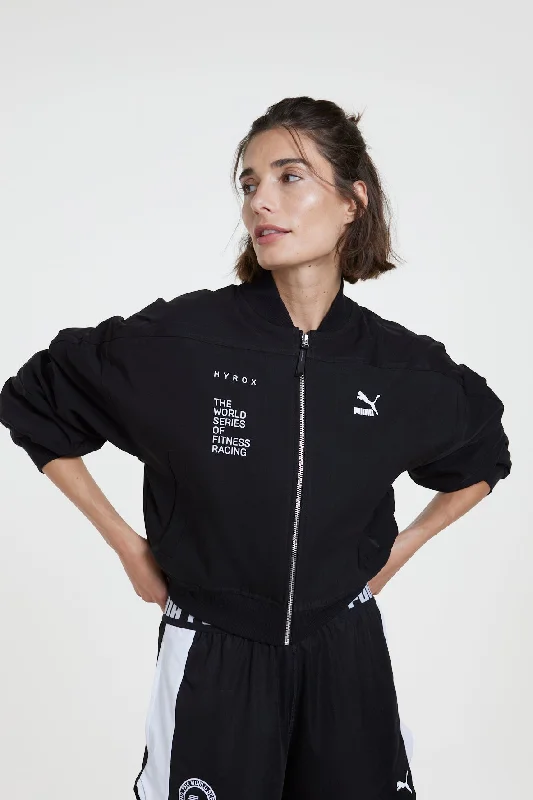 Stylish Women's Outfit HYROX|PUMA Classics Shiny Bomber - Black