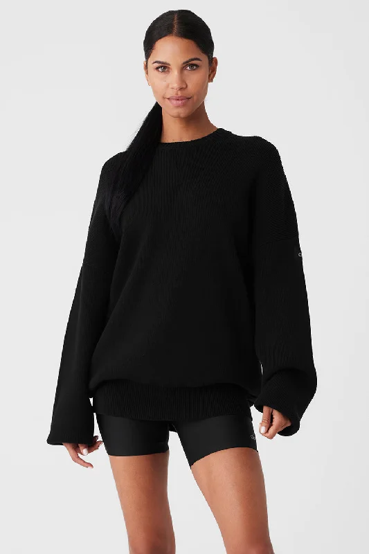 Trendy Online Boutiques Scholar Crew Neck Sweater - Black