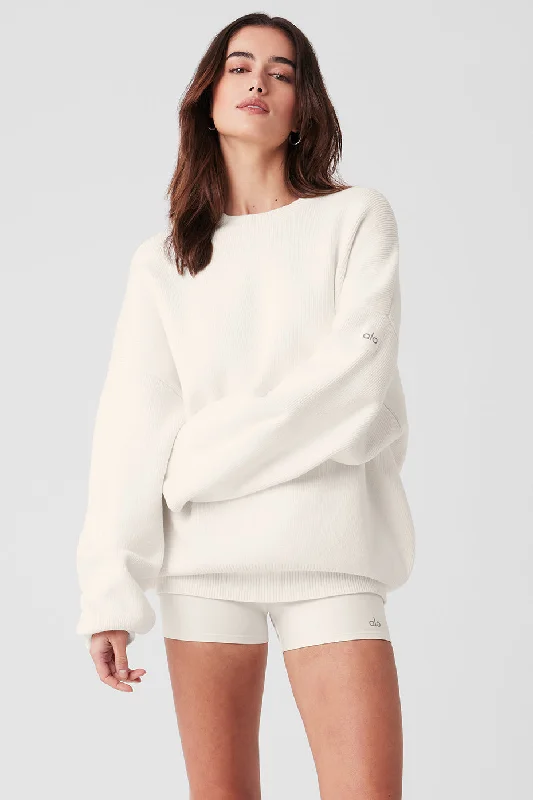 Online Clothing Stores Scholar Crew Neck Sweater - Ivory