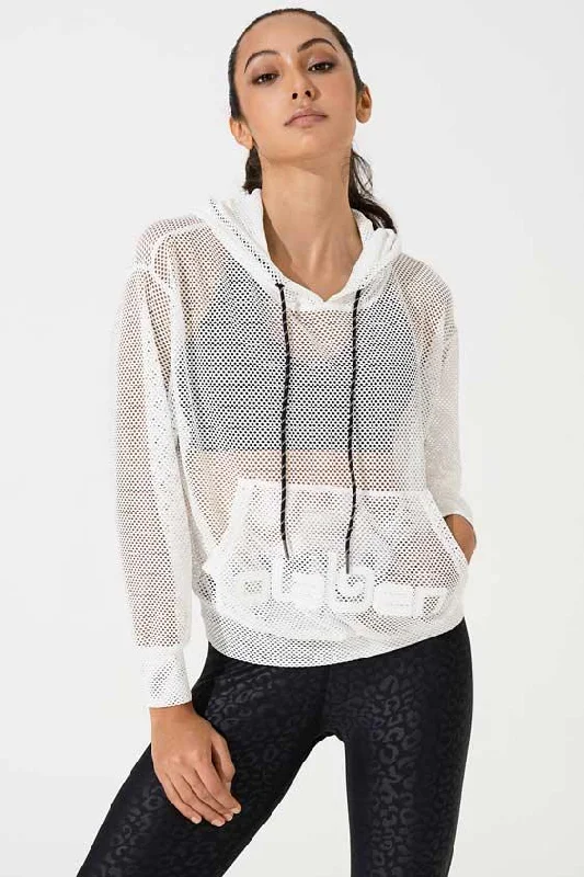 Women's Evening Wear Attire Mesh Carlo Hoodie - White