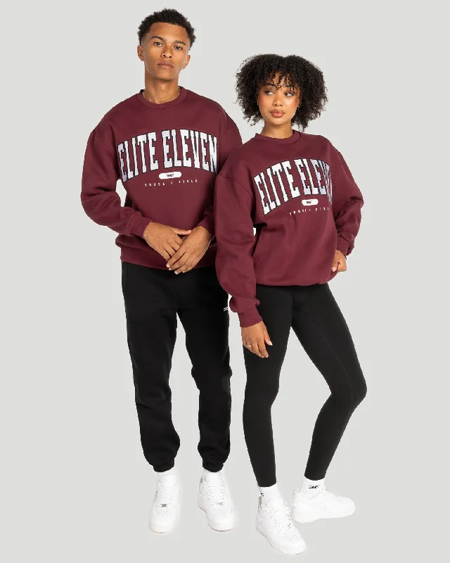 Comfortable Women's Clothes Track & Field Crewneck - Burgundy