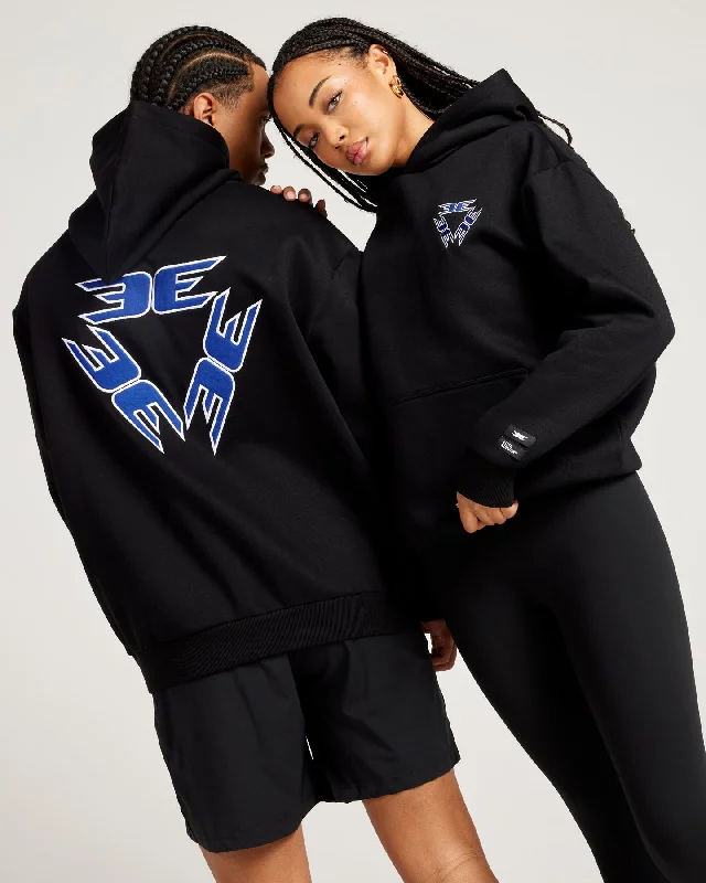 Casual Women's Clothing Tri Logo Hoodie - Black / Blue