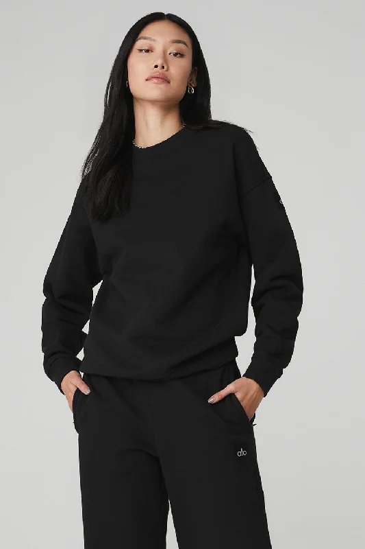 Minimalist Women's Fashion Clothing Renown Heavy Weight Crew Neck Pullover - Black