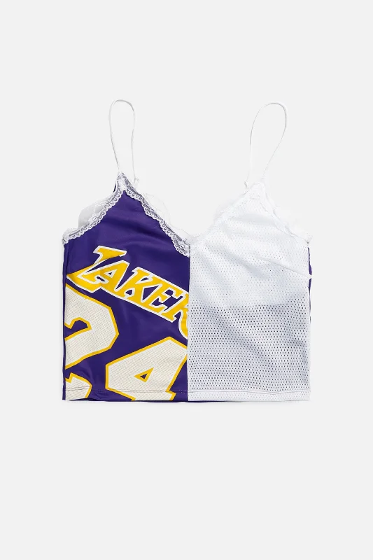 Comfortable Women's Apparel Rework LA Lakers NBA Lace Tank - XS