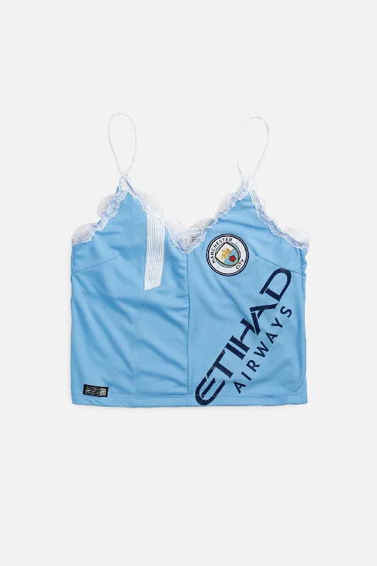 Women's Versatile Apparel Rework Manchester City Soccer Lace Tank - M