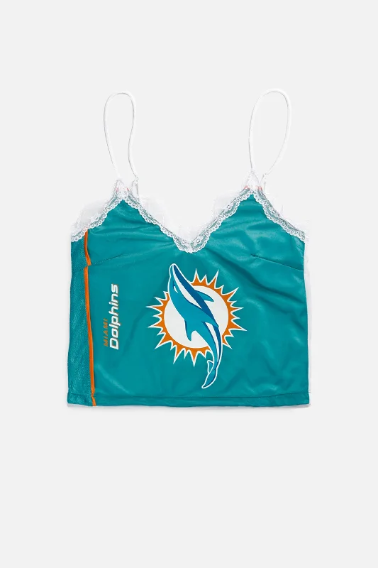 Women's Stylish Casual Garments Rework Miami Dolphins NFL Lace Tank - XS