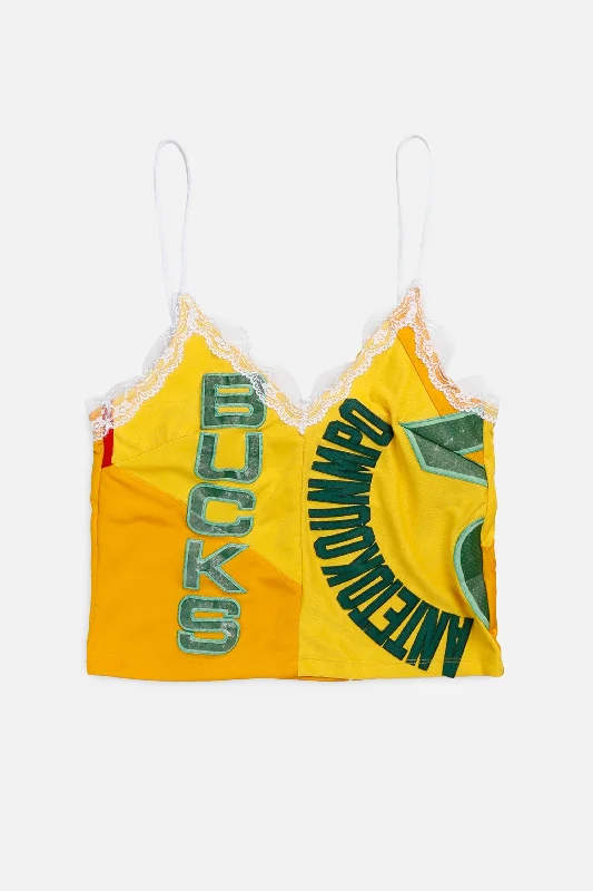 Athleisure Wear Rework Milwaukee Bucks NBA Lace Tank - XS